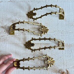 Two Pairs of Vintage Ornate Brass Curtain Tie Backs - Brass Drapery Holdbacks